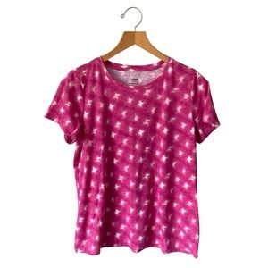 Sonoma Women's Everyday Tee Pink Size XL Abstract Diamond Round Neck Blouse